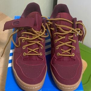 Adidas Maroon Sneakers with Gold Accents